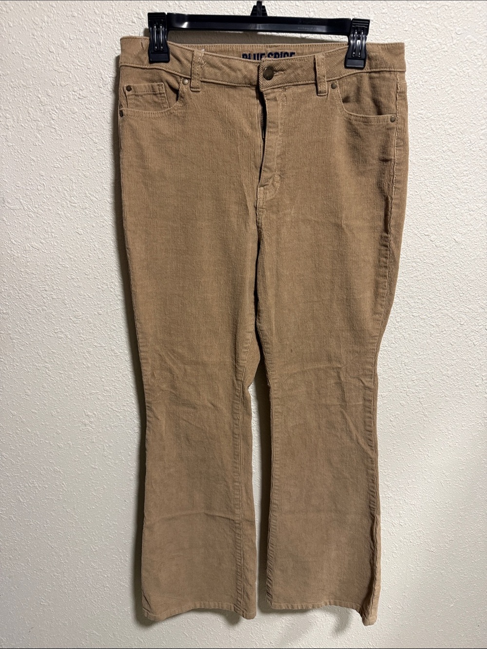 Blue Spice Tan Corduroy High Waist Flare Pants Size 13 Camel Brown Stretch Boho - Picture 6 of 11